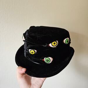 Top Hat Halloween Eyeballs Black